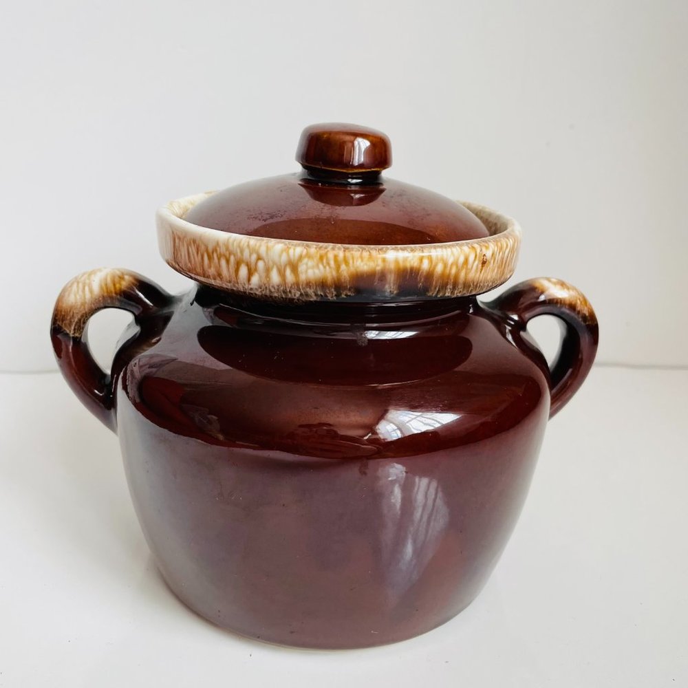 McCoy Vintage Brown Drip Glazed 341 Honey Pot/Jar w/Lid 6” Tall - Picture 2 of 6